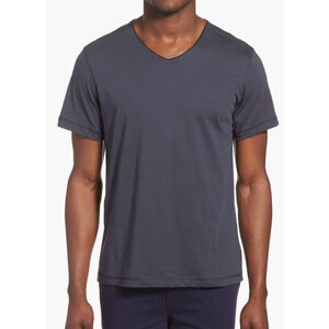 Daniel Buchler T-Shirt Mens M Blue Soft V-Neck Short Sleeve Peruvian Pima Cotton